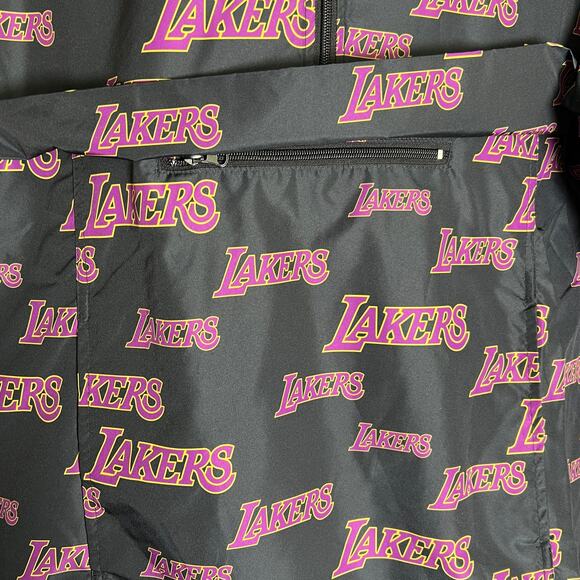 Fanatics Los Angeles Lakers All-Over Print Half Zip Hoodie Anorak Jacket XLT NWT - Picture 4 of 9